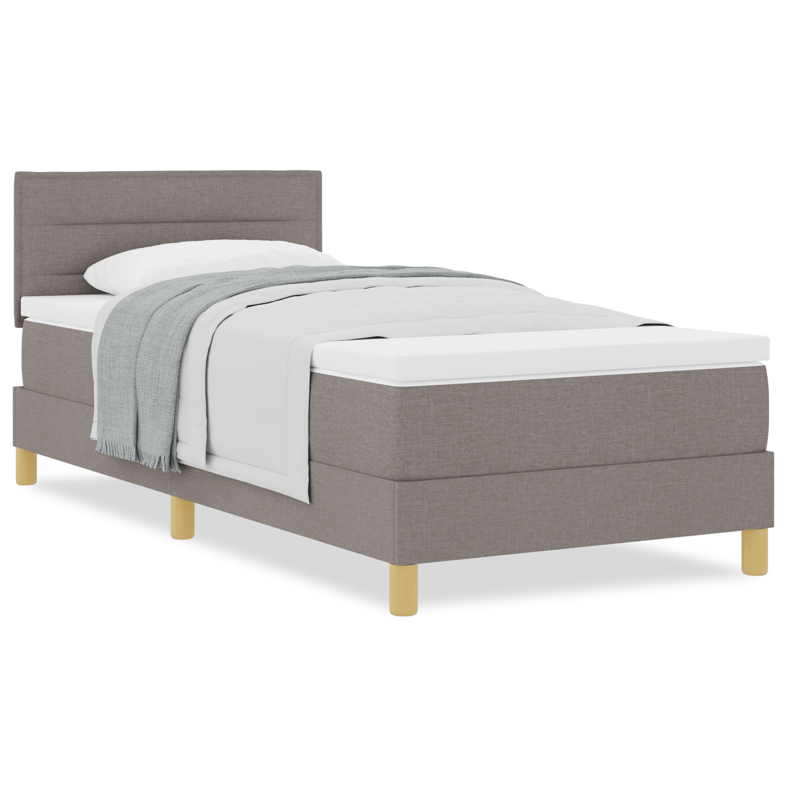 Letto con Box Spring con Materasso Tortora 90x190 cm Tessuto