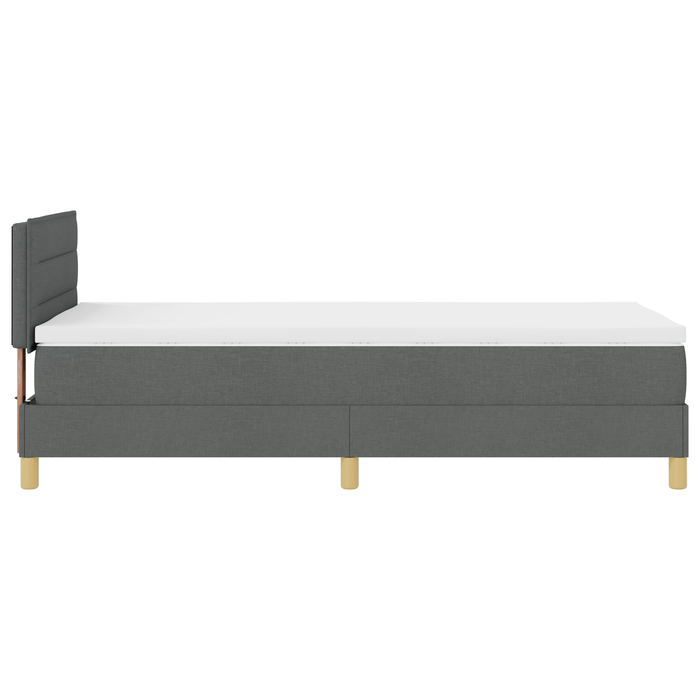 Letto con Rete a Molle e Materasso Grigio Scuro 90x200 cm in Tessuto