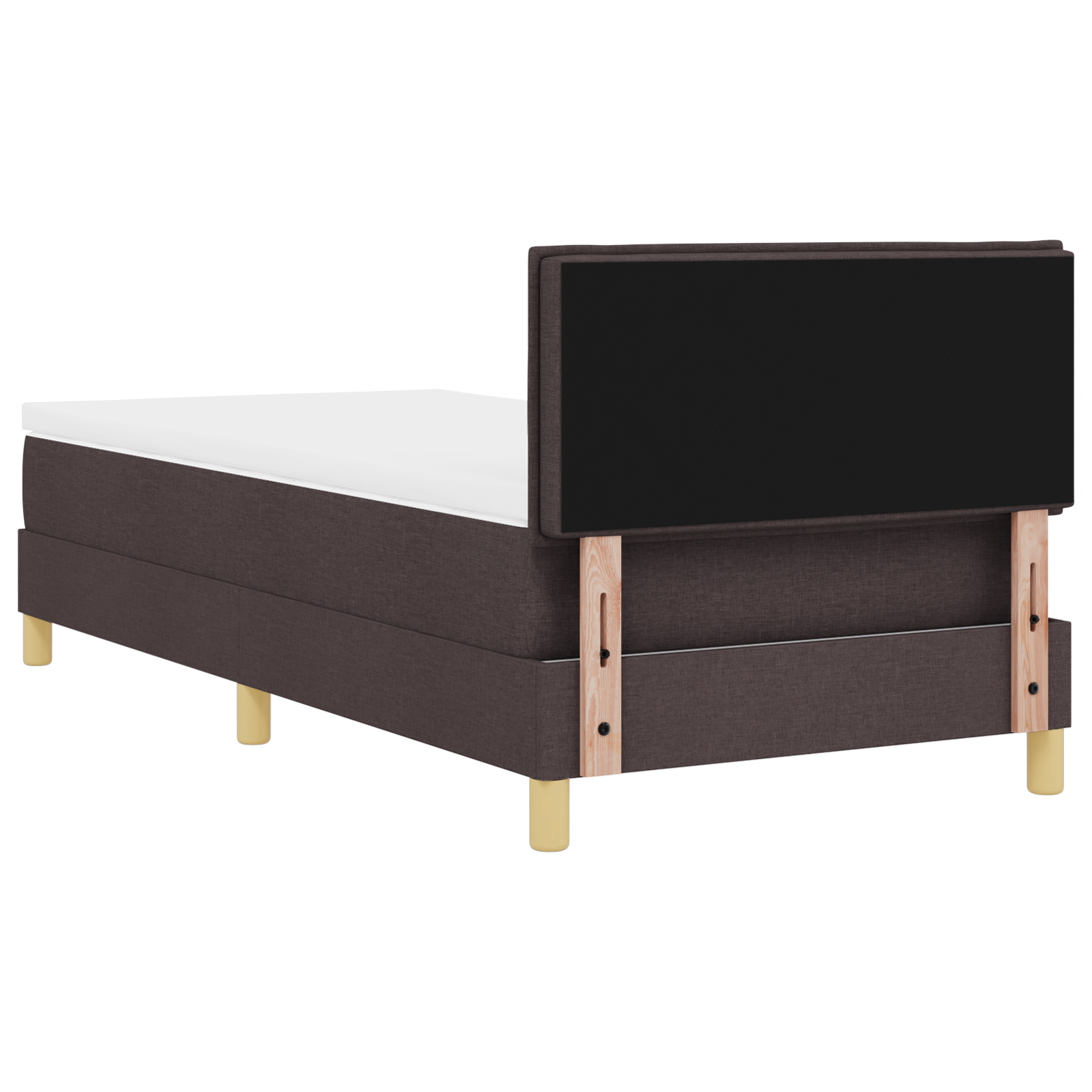 Letto con Box Spring e Materasso Marrone Scuro 90x200 cm in Tessuto