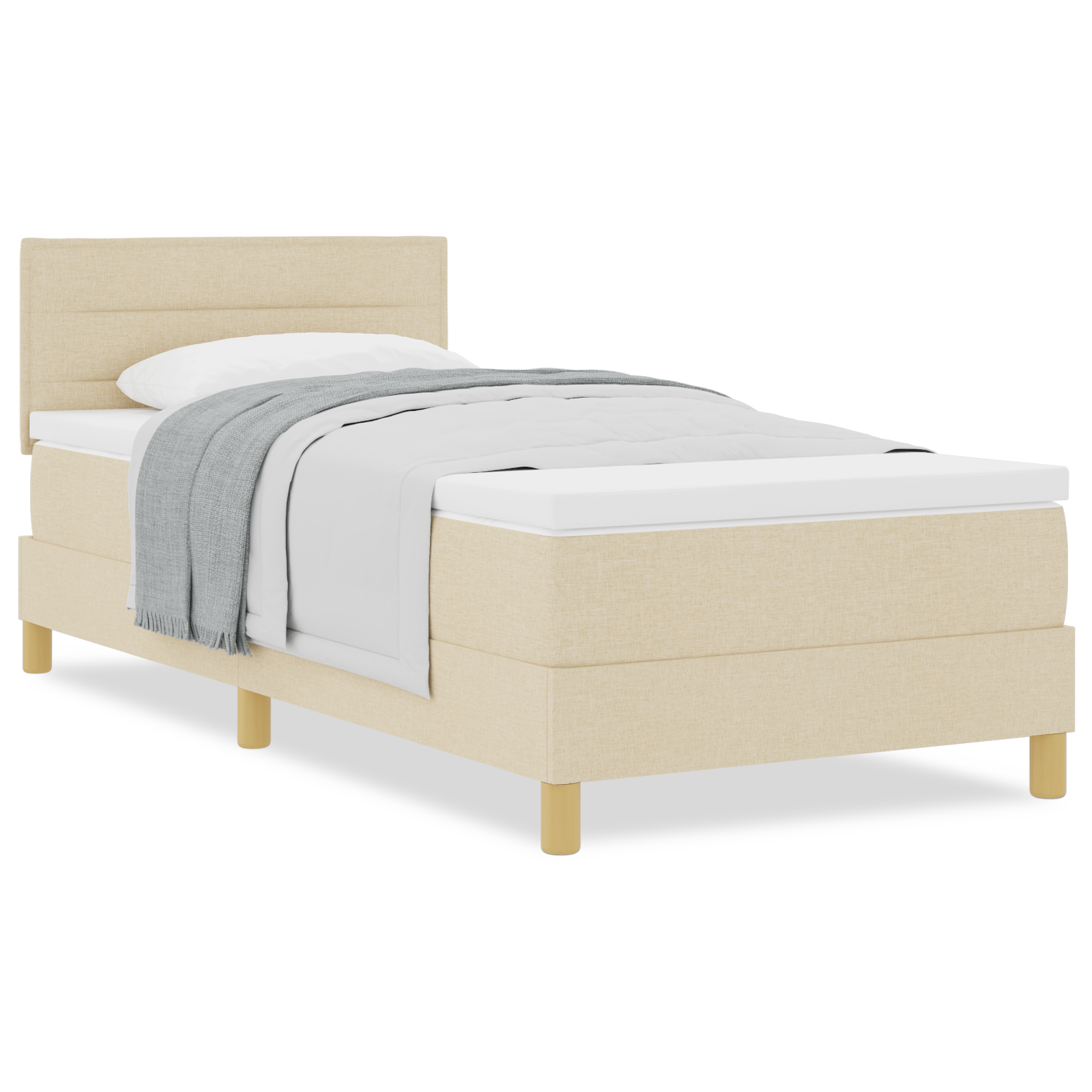 Letto Box Spring con Materasso Panna 100x200 cm Tessuto