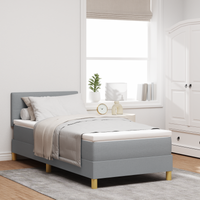 Letto con Box Spring con Materasso Grigio Chiaro 100x200 cm Tessuto