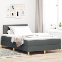 Letto con Box Spring e Materasso Grigio Scuro 120x200 cm Tessuto