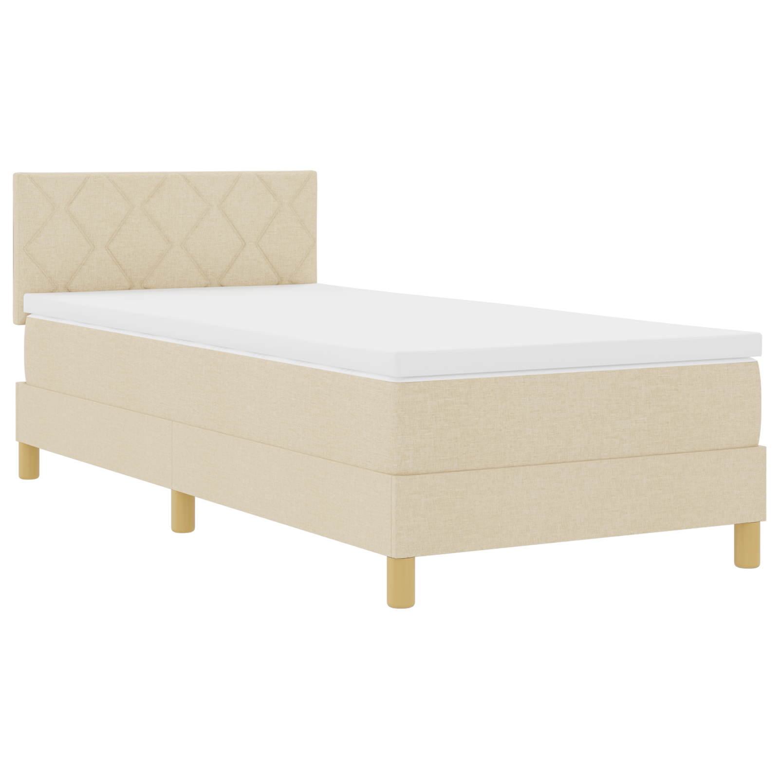 Letto a Molla con Materasso Panna 100x200 cm Tessuto