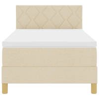 Letto a Molla con Materasso Panna 100x200 cm Tessuto