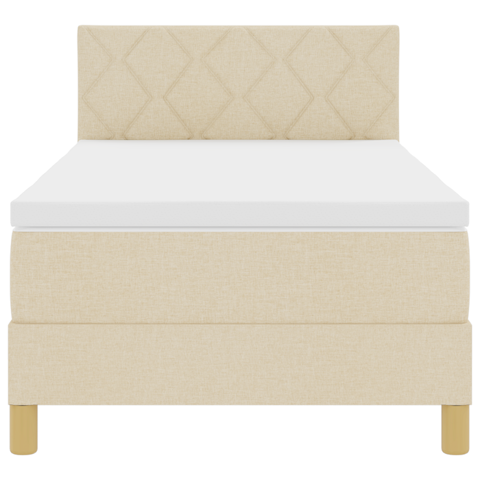 Letto a Molla con Materasso Panna 100x200 cm Tessuto