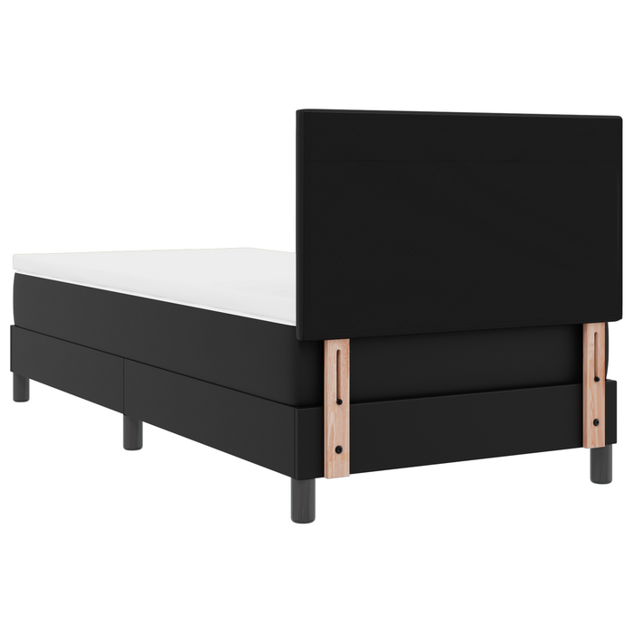 Letto con Box Spring e Materasso Nera Singolo in Eco-pelle
