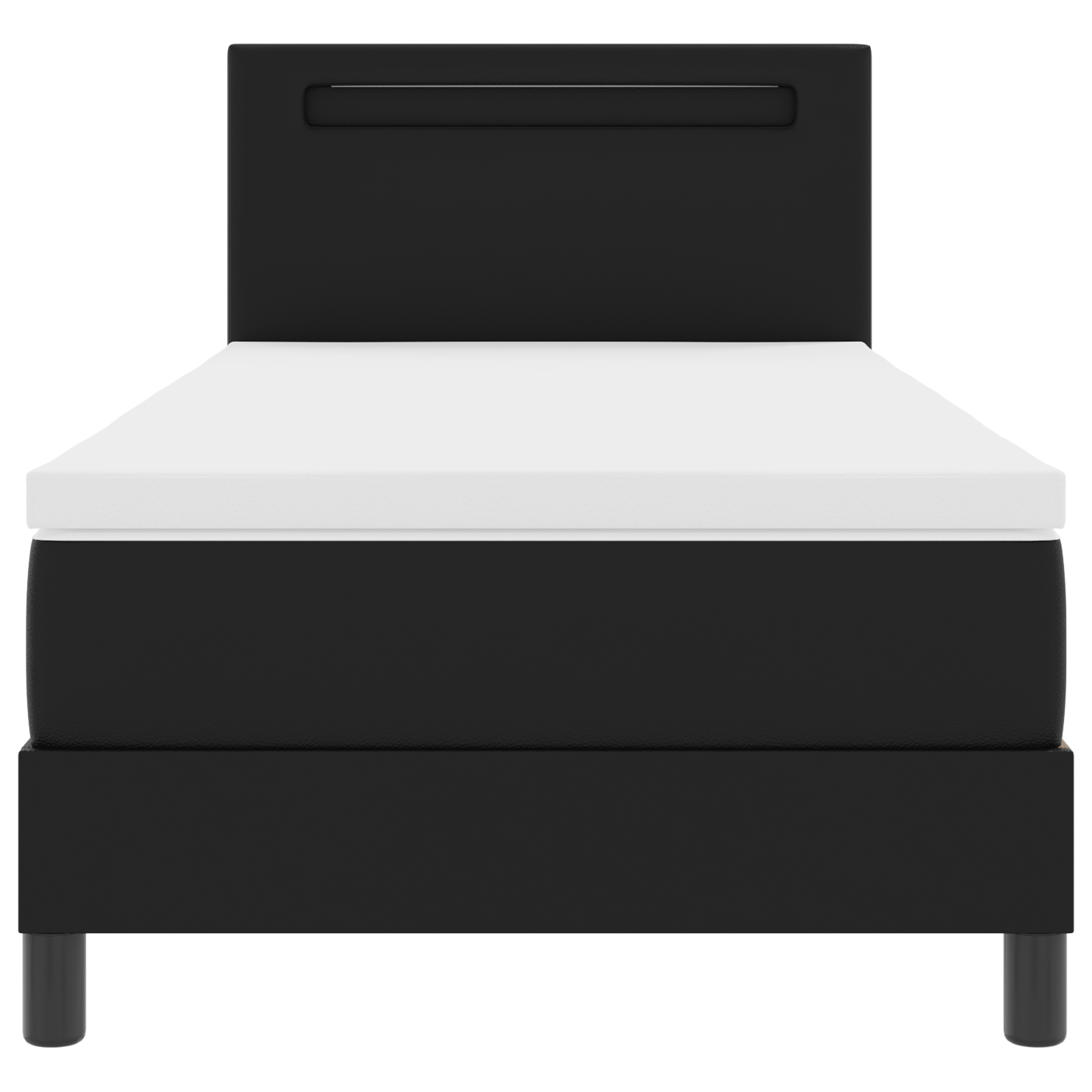 Letto con Box Spring e Materasso Nera Singolo in Eco-pelle