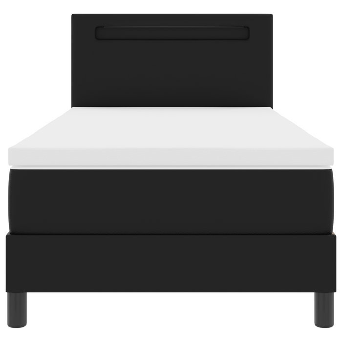 Letto con Box Spring e Materasso Nera Singolo in Eco-pelle