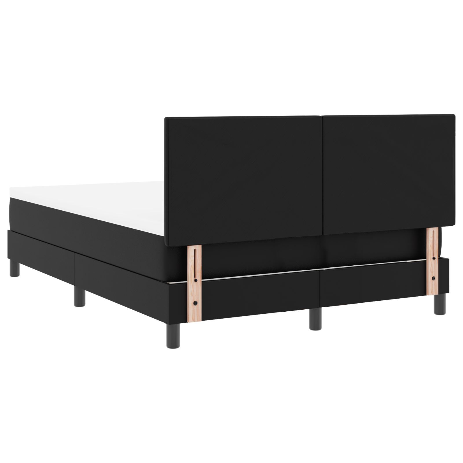 Letto a molle  con materasso nero 140x200 cm in pelle sintetica