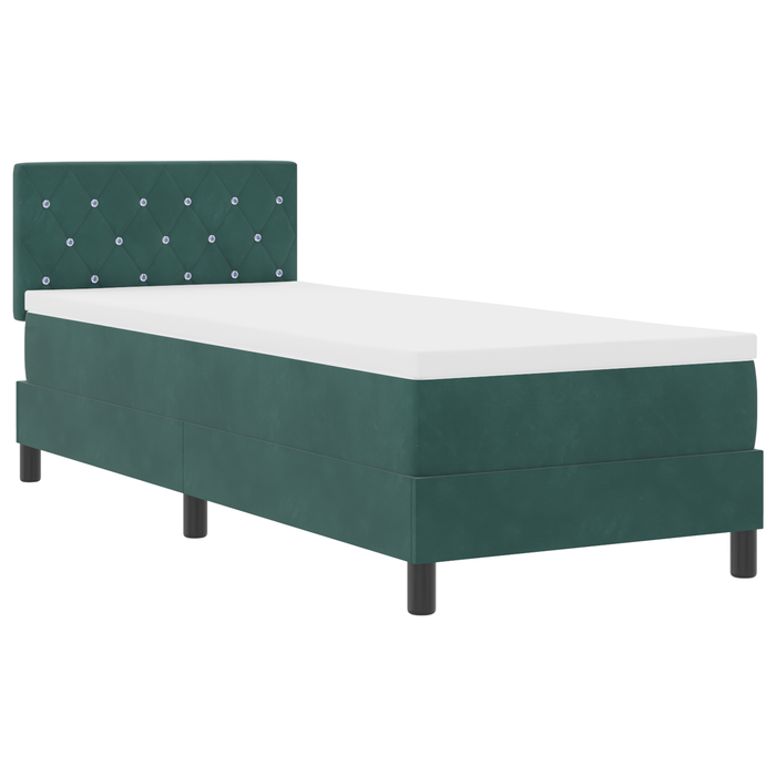 Letto a Mollecon con Materasso Verde Scuro 80x200 cm Velluto