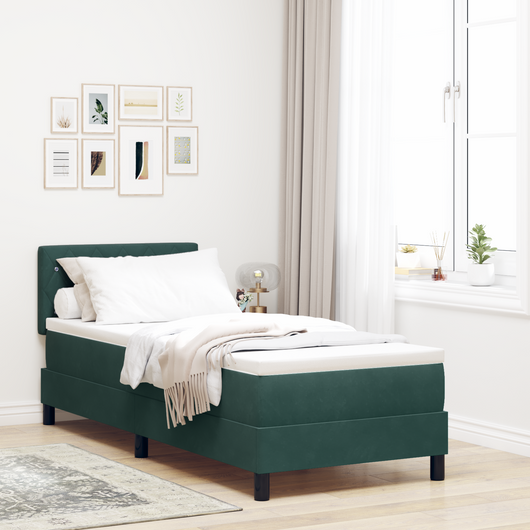 Letto a Mollecon con Materasso Verde Scuro 80x200 cm Velluto