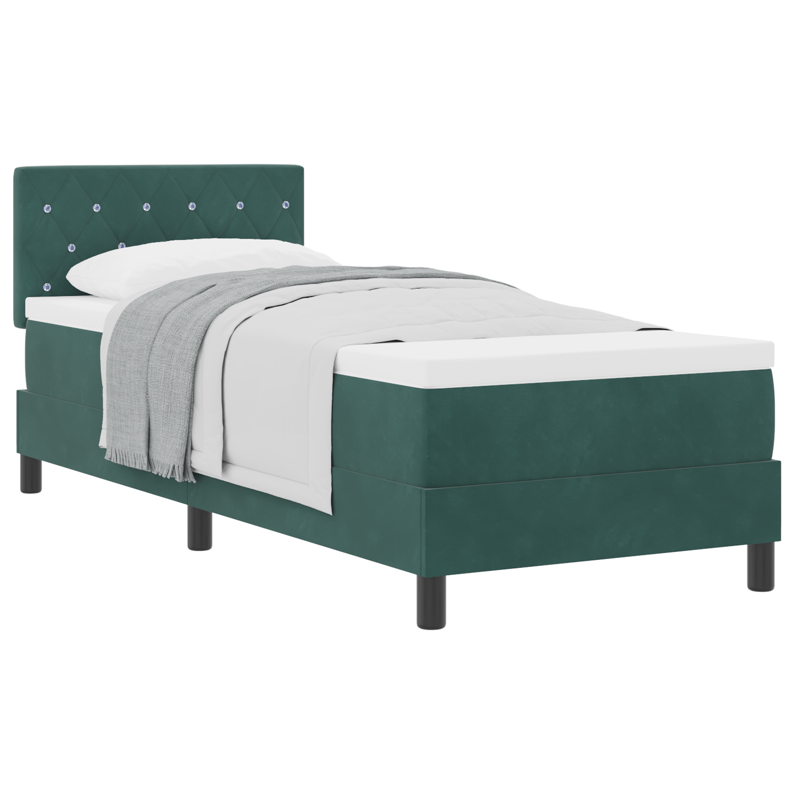Letto a Mollecon con Materasso Verde Scuro 80x200 cm Velluto