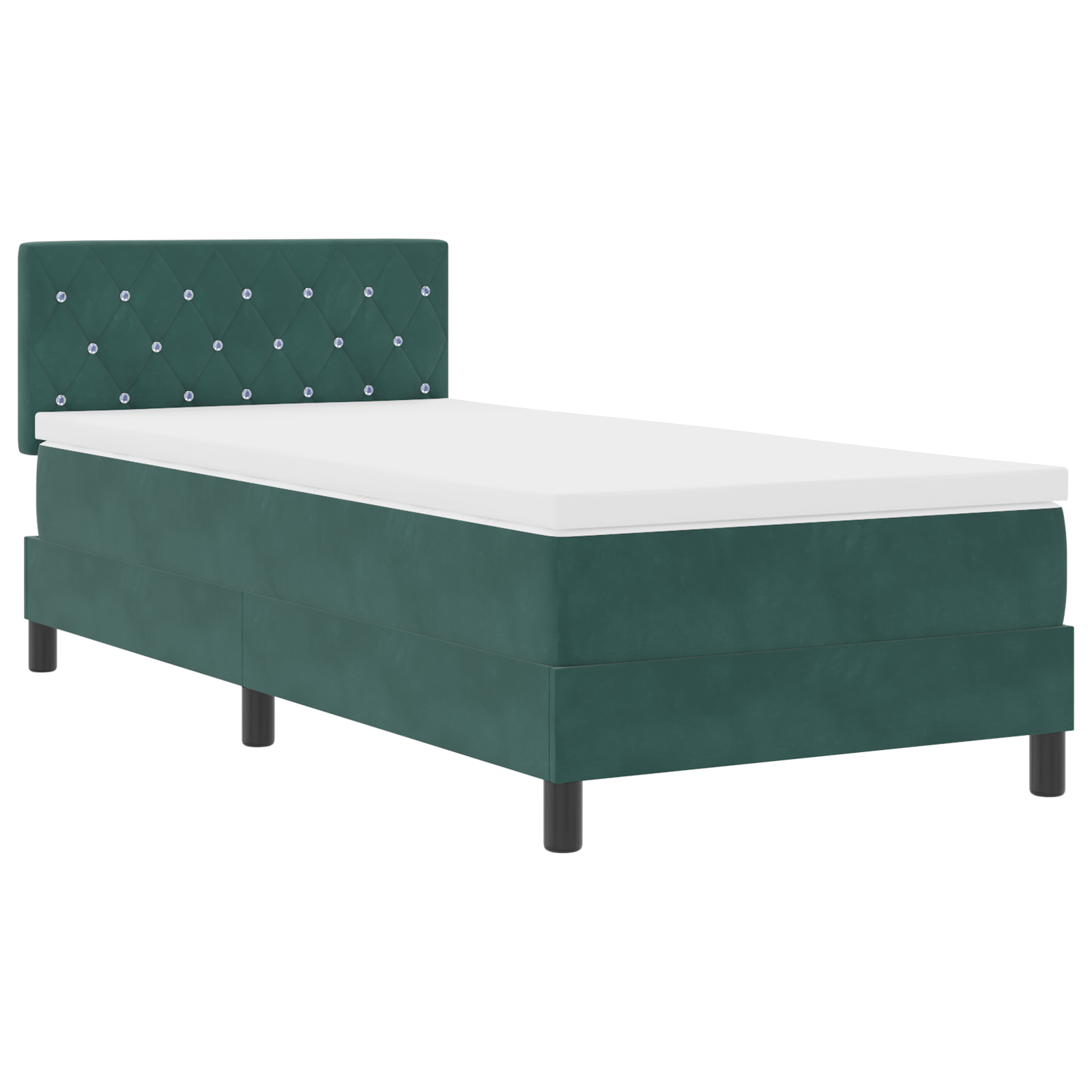 Letto Box Spring con Materasso Verde Scuro 90x200 cm Velluto