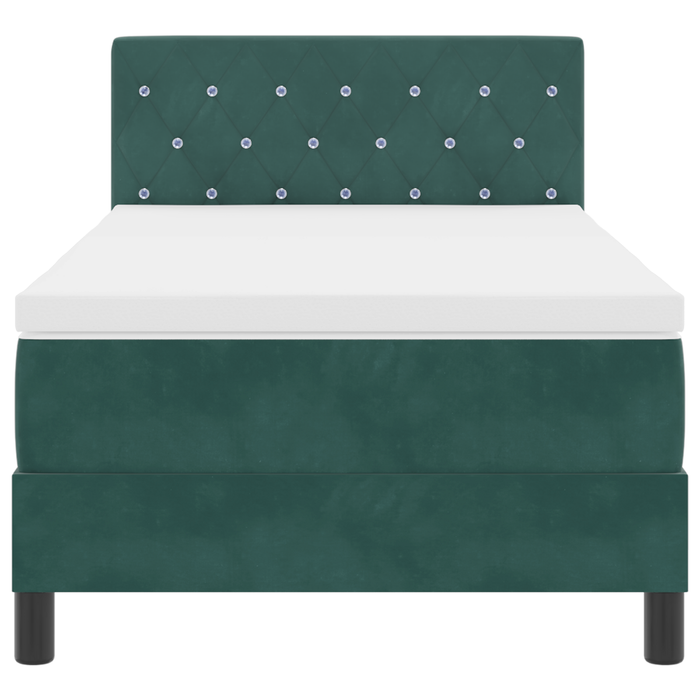 Letto Box Spring con Materasso Verde Scuro 90x200 cm Velluto