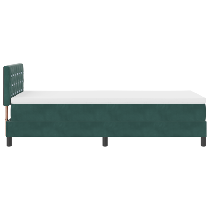 Letto Box Spring con Materasso Verde Scuro 90x200 cm Velluto