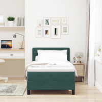 Letto Box Spring con Materasso Verde Scuro 90x200 cm Velluto