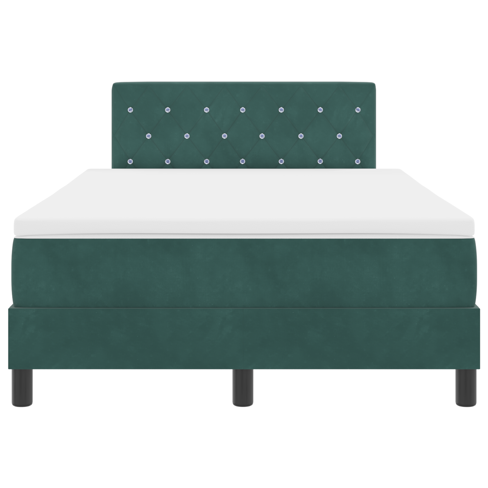 Letto Box Spring con Materasso Verde Scuro Piccolo Doppio Velluto