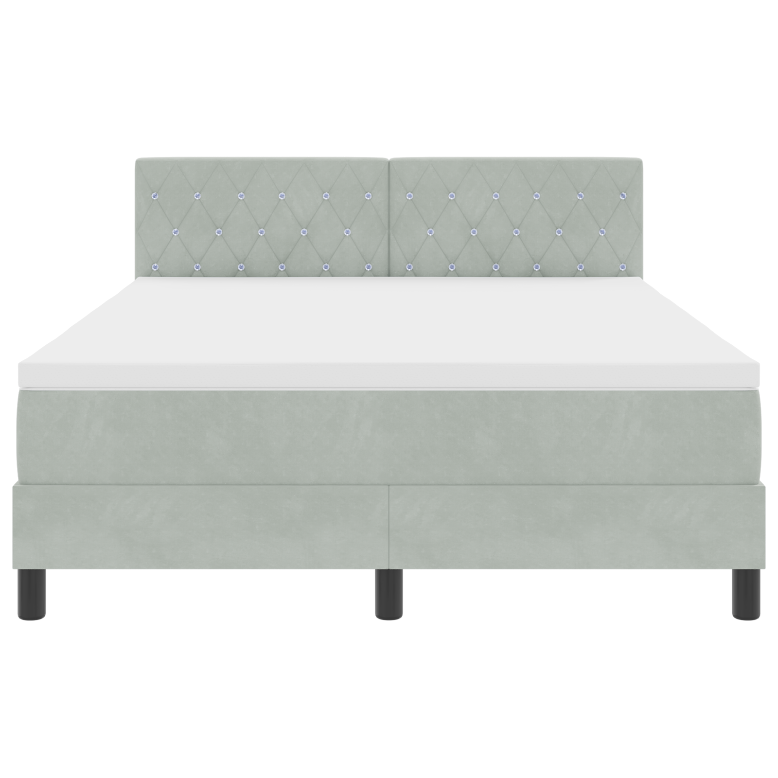 Letto con rete a molle e materasso Grigio chiaro 140x190 cm Velluto