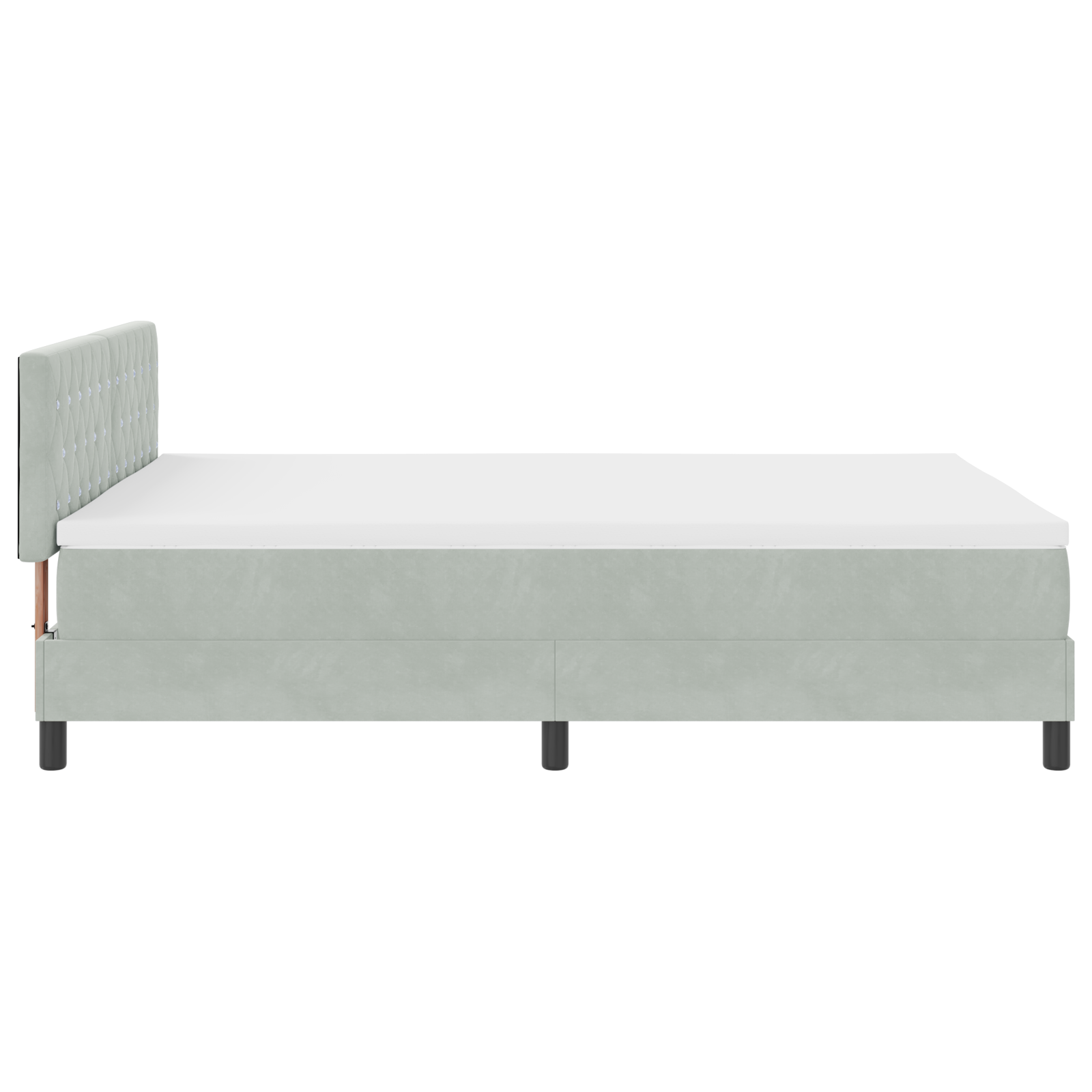 Letto con rete a molle e materasso Grigio chiaro 140x190 cm Velluto