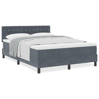 Letto con Materasso Rete a Molle Grigio Scuro 140x190 cm Velluto