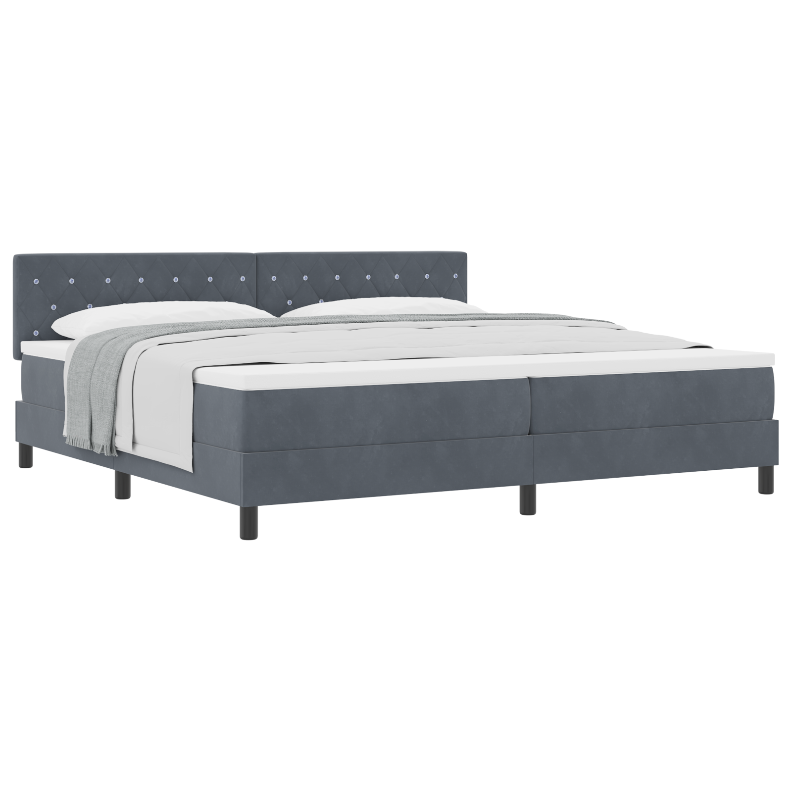 Letto a Castello con Materasso Grigio Scuro 200x200 cm Velluto