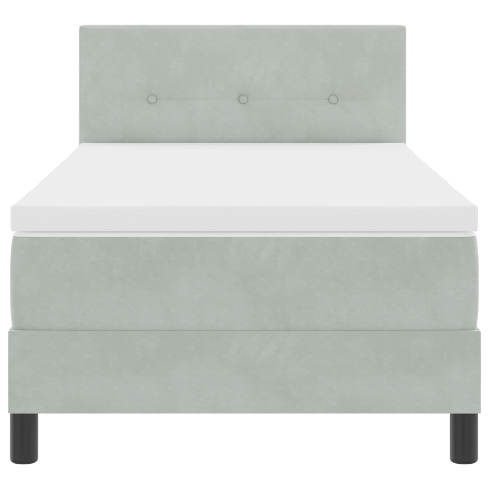 Letto a Molle con Materasso Grigio Chiaro 100x200 cm Velluto