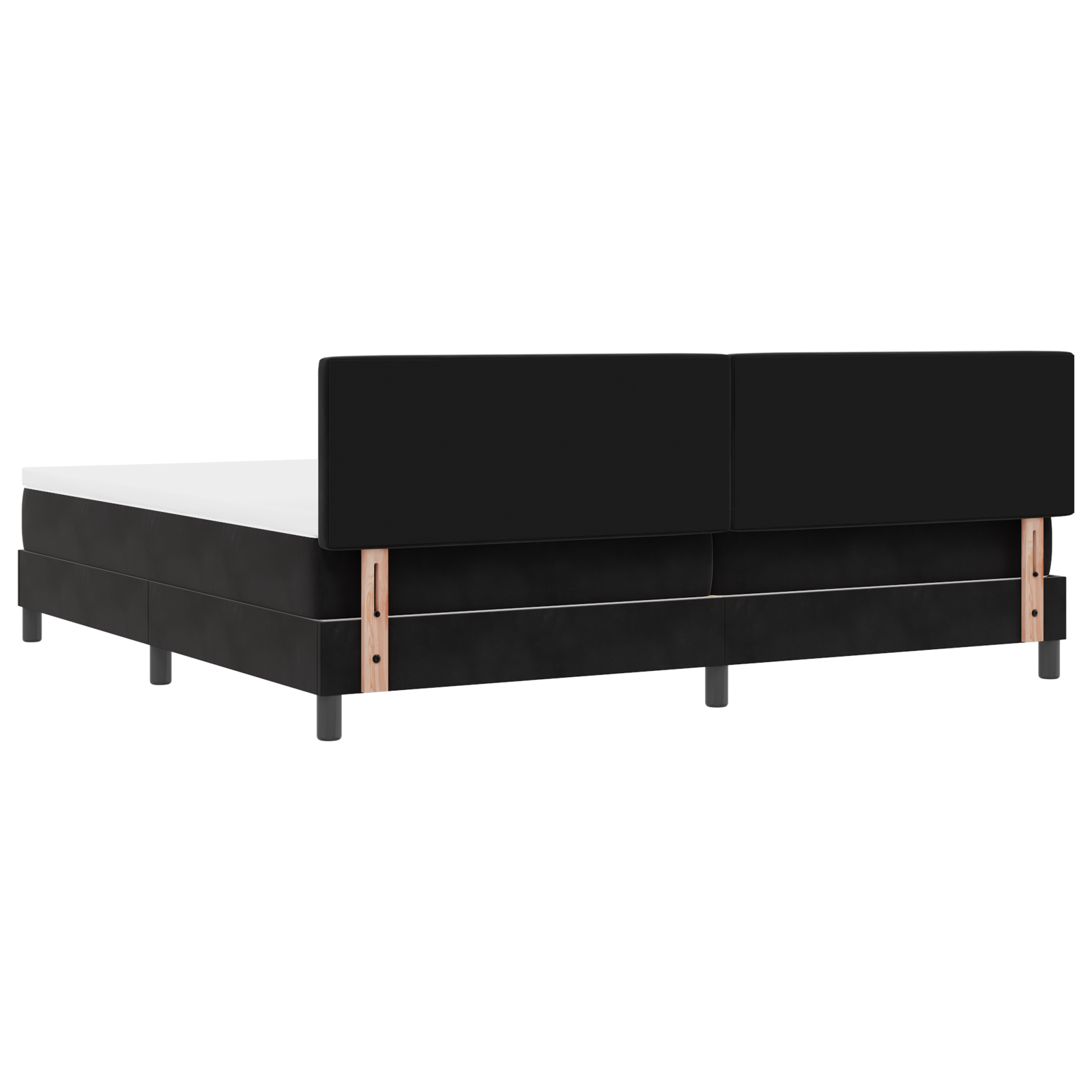 letto box spring  con materasso nero 200x200 cm in velluto