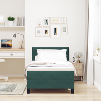 Letto Contenitore con Materasso Verde Scuro Singolo in Velluto