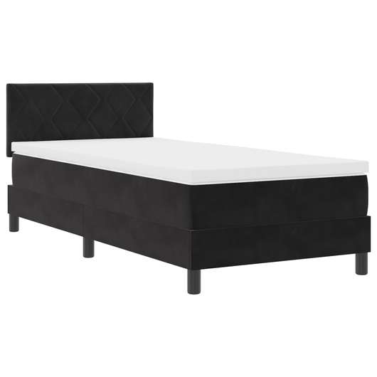 Letto a molle  con materasso Nero 90x200 cm Velluto