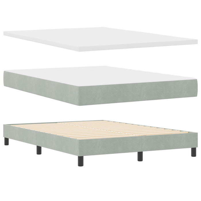 Letto Box Spring con Materasso Grigio Chiaro 140x190 cm Velluto