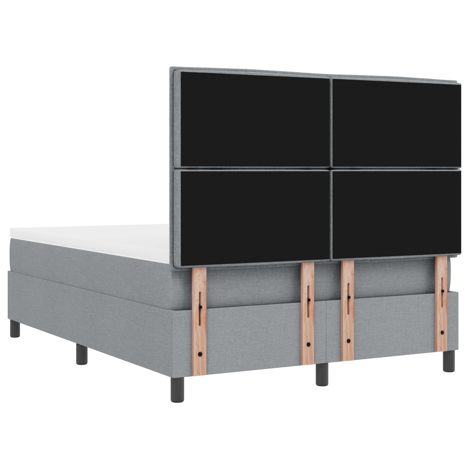 Letto con box spring e materasso grigio chiaro 140x190 cm