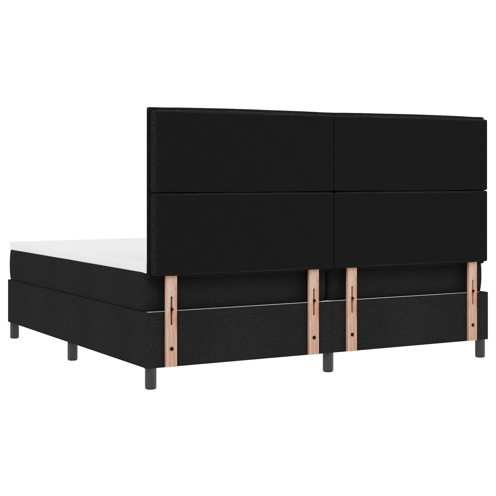 Letto con Box Spring e Materasso Nero 200x200 cm in Tessuto