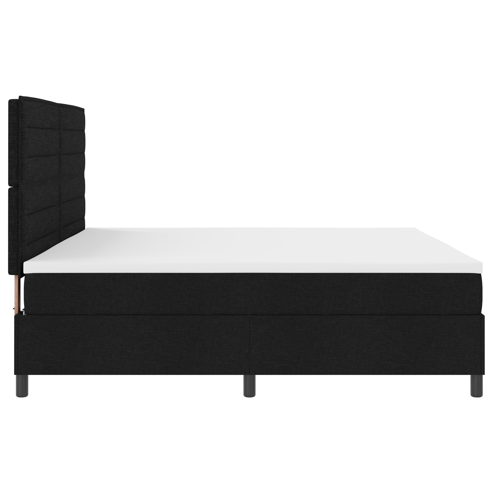 Letto con Box Spring e Materasso Nero 200x200 cm in Tessuto