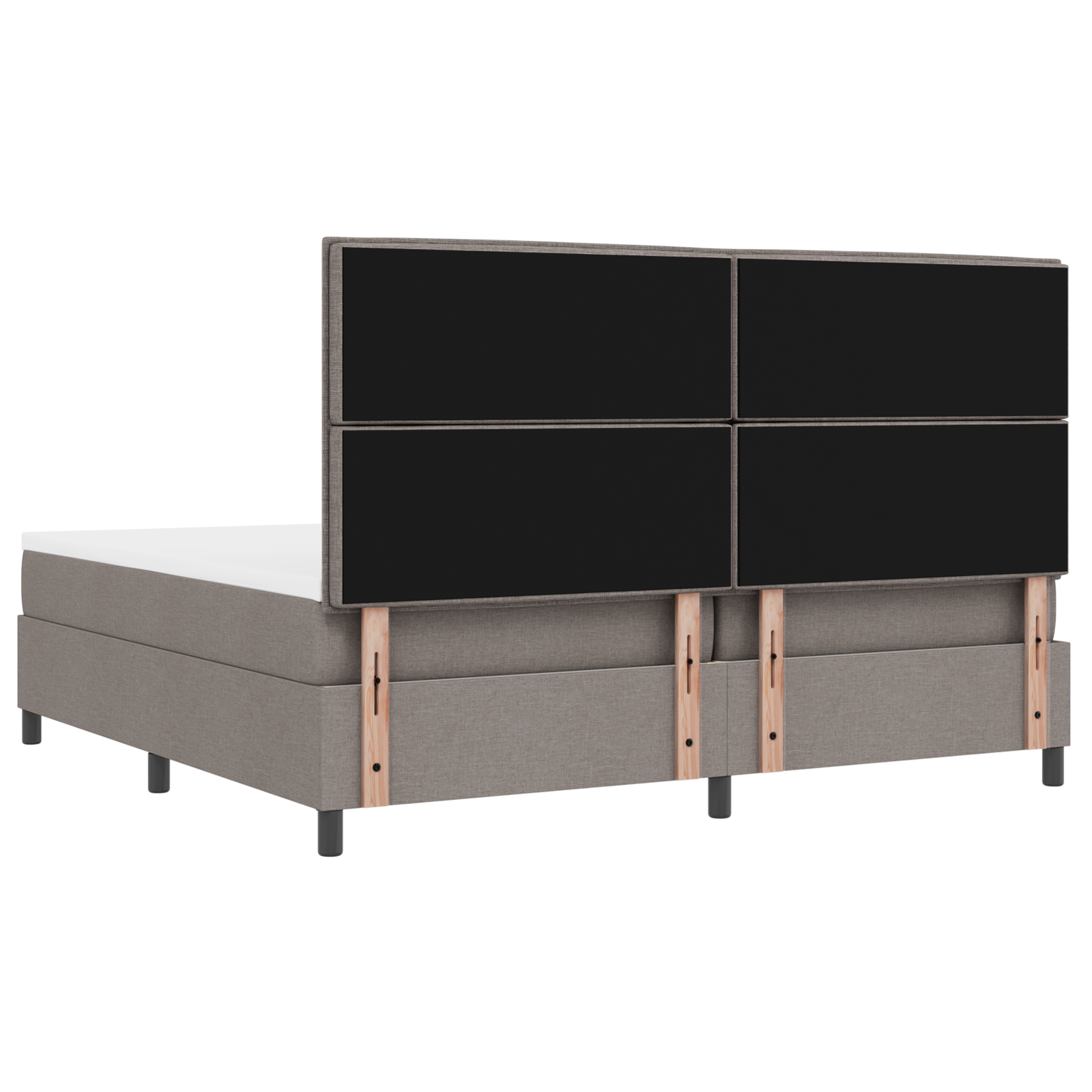 Letto con Rete a Molla Tortora e Materasso 200x200 cm Tessuto