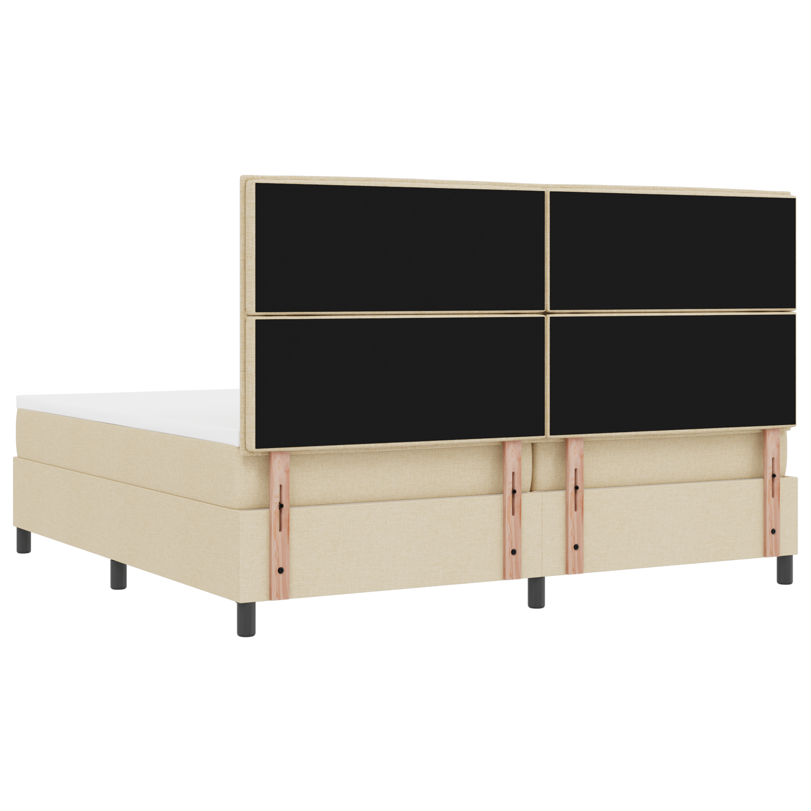Letto Box Spring con Materasso Crema 200x200 cm Tessuto