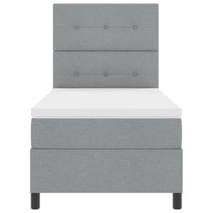 Letto a Molle con Materasso Grigio Chiaro Singolo in Tessuto