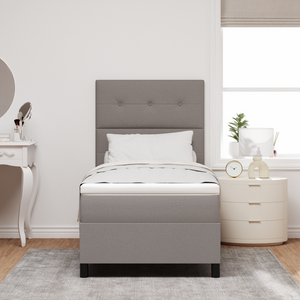 Letto con rete a molle e materasso taupe 90x200 cm in tessuto