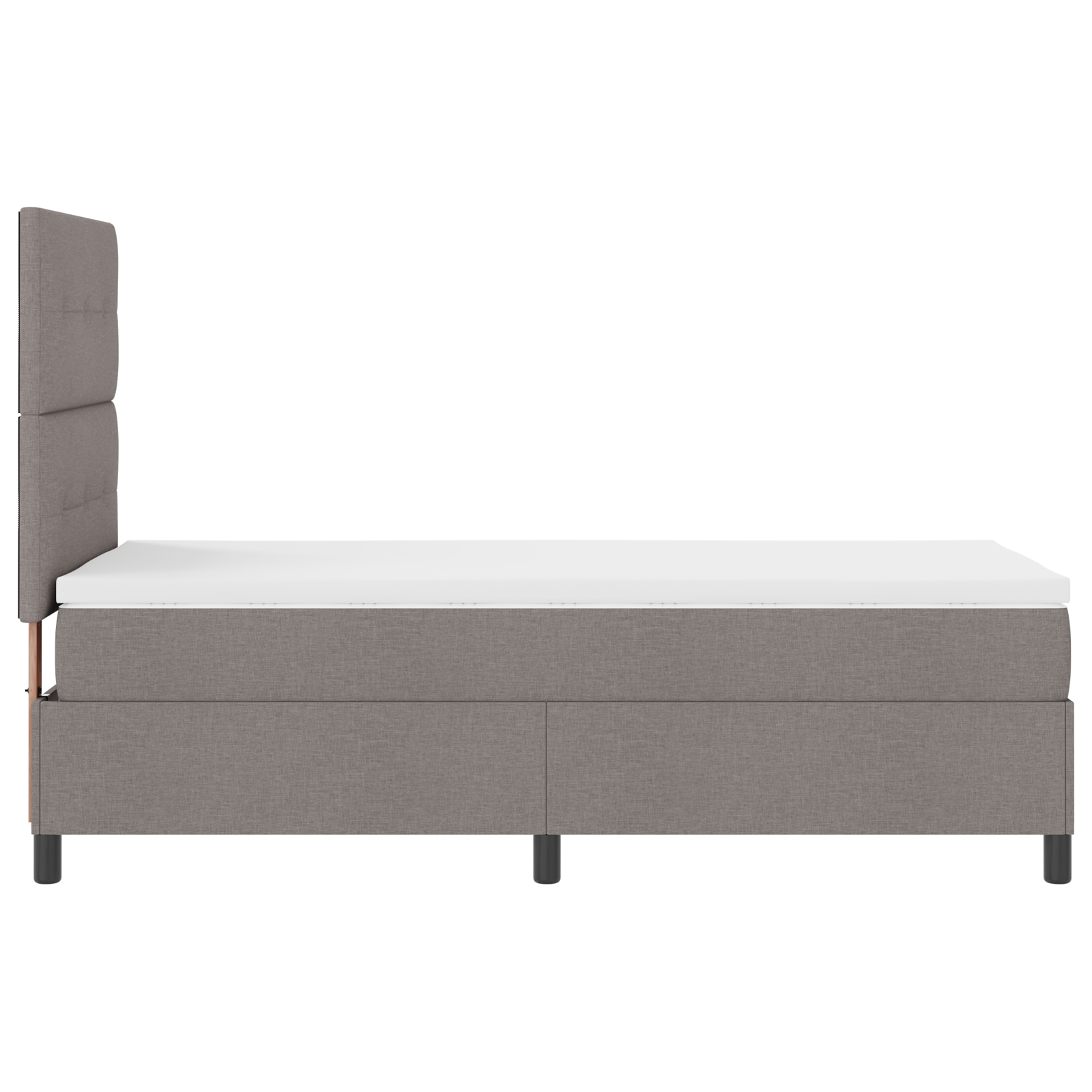 Letto con Box Spring Taupe 100x200 cm in Tessuto