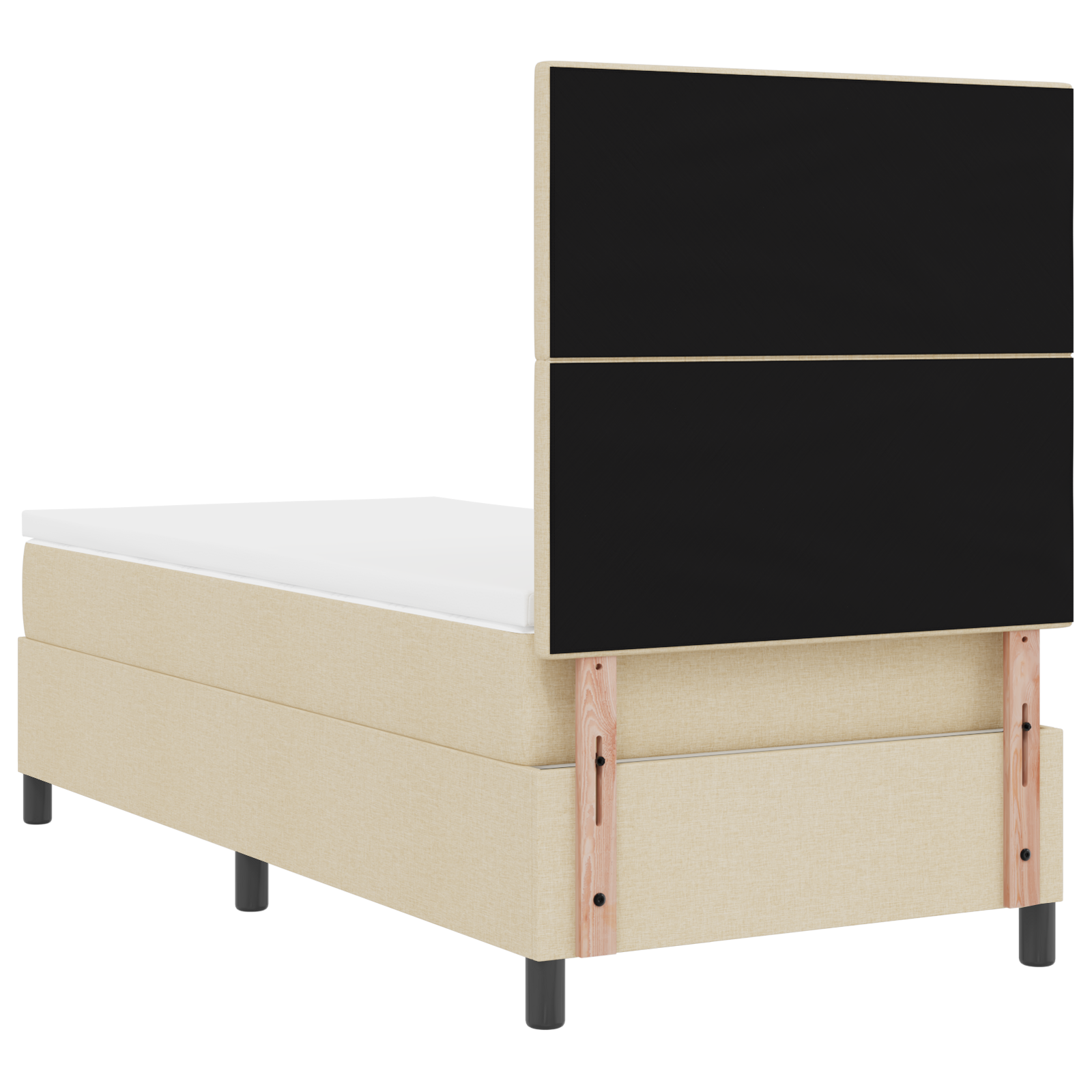 Letto Box Spring con Materasso Crema 100x200 cm Tessuto