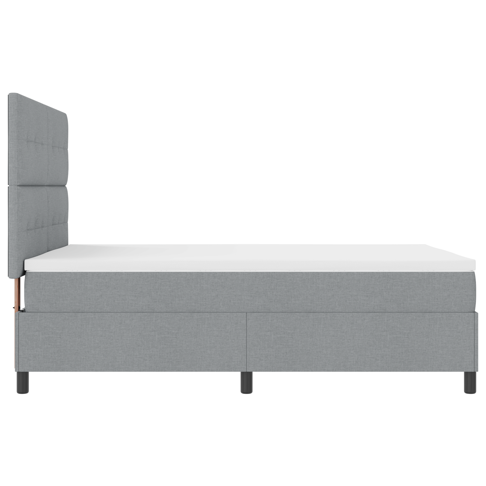 Letto box spring con materasso grigio chiaro 140x190 cm in tessuto