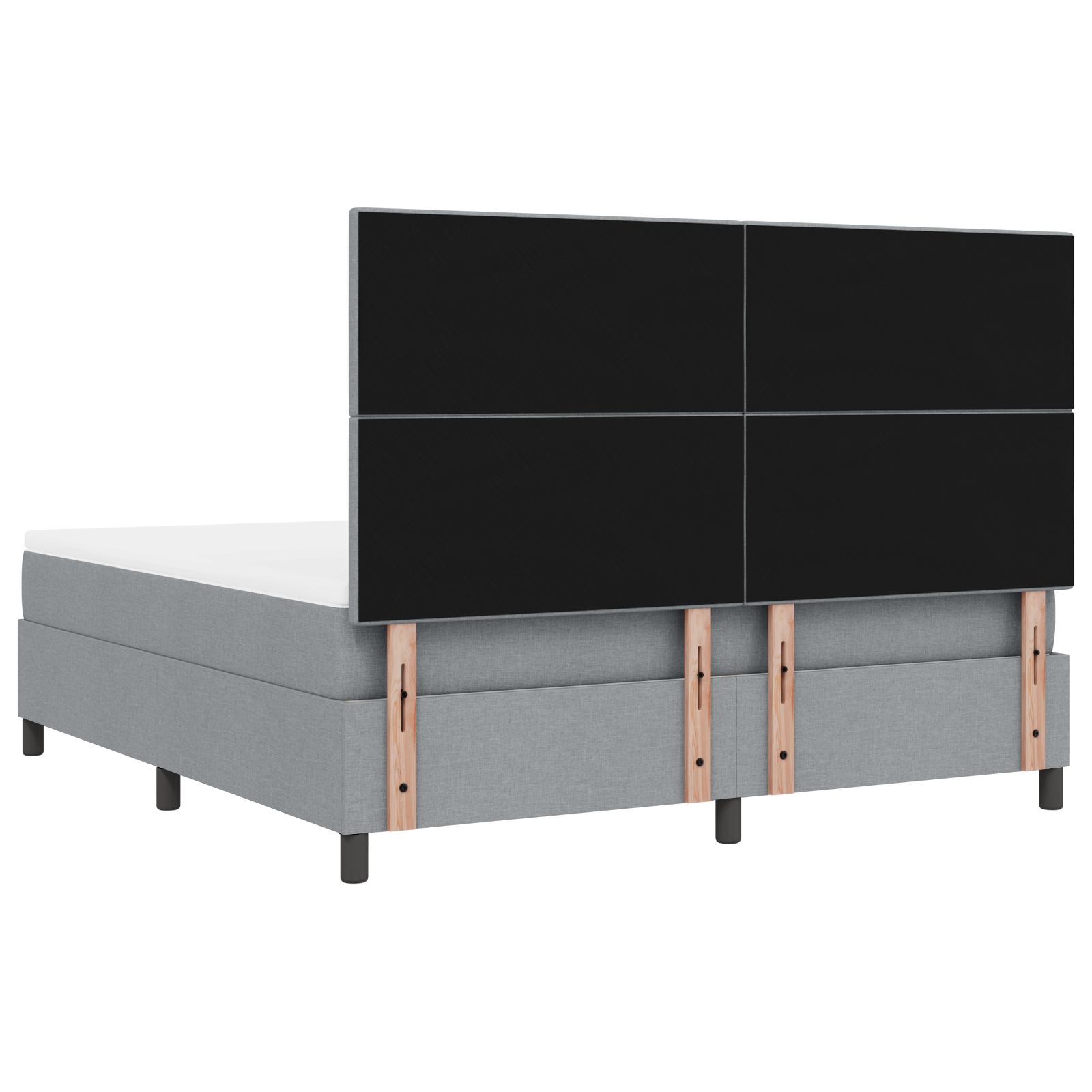 Letto con box spring con materasso grigio chiaro in tessuto