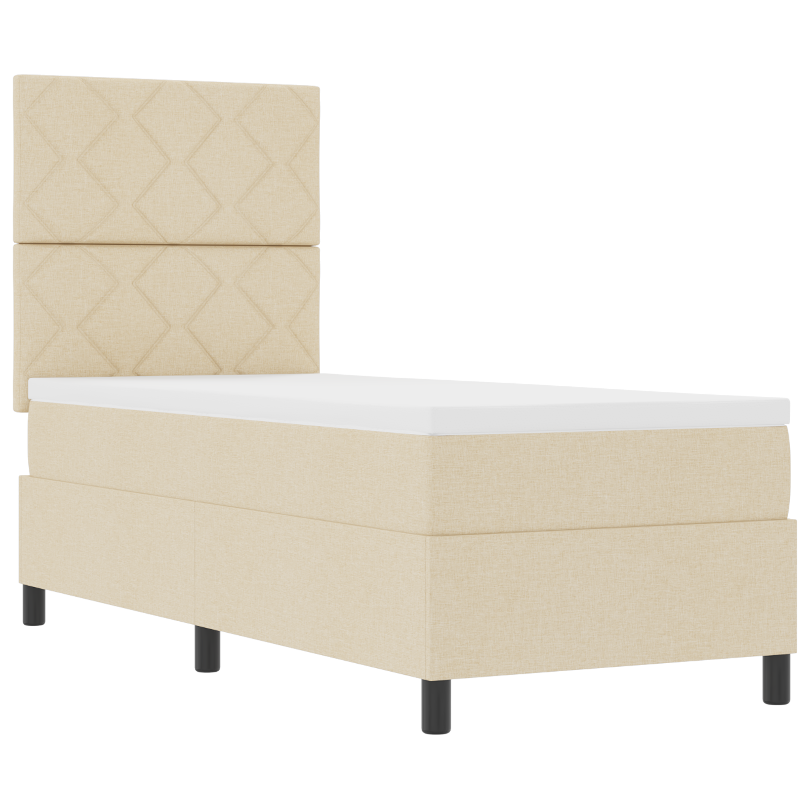 Letto con Box Spring con Materasso Crema 80x200 cm Tessuto