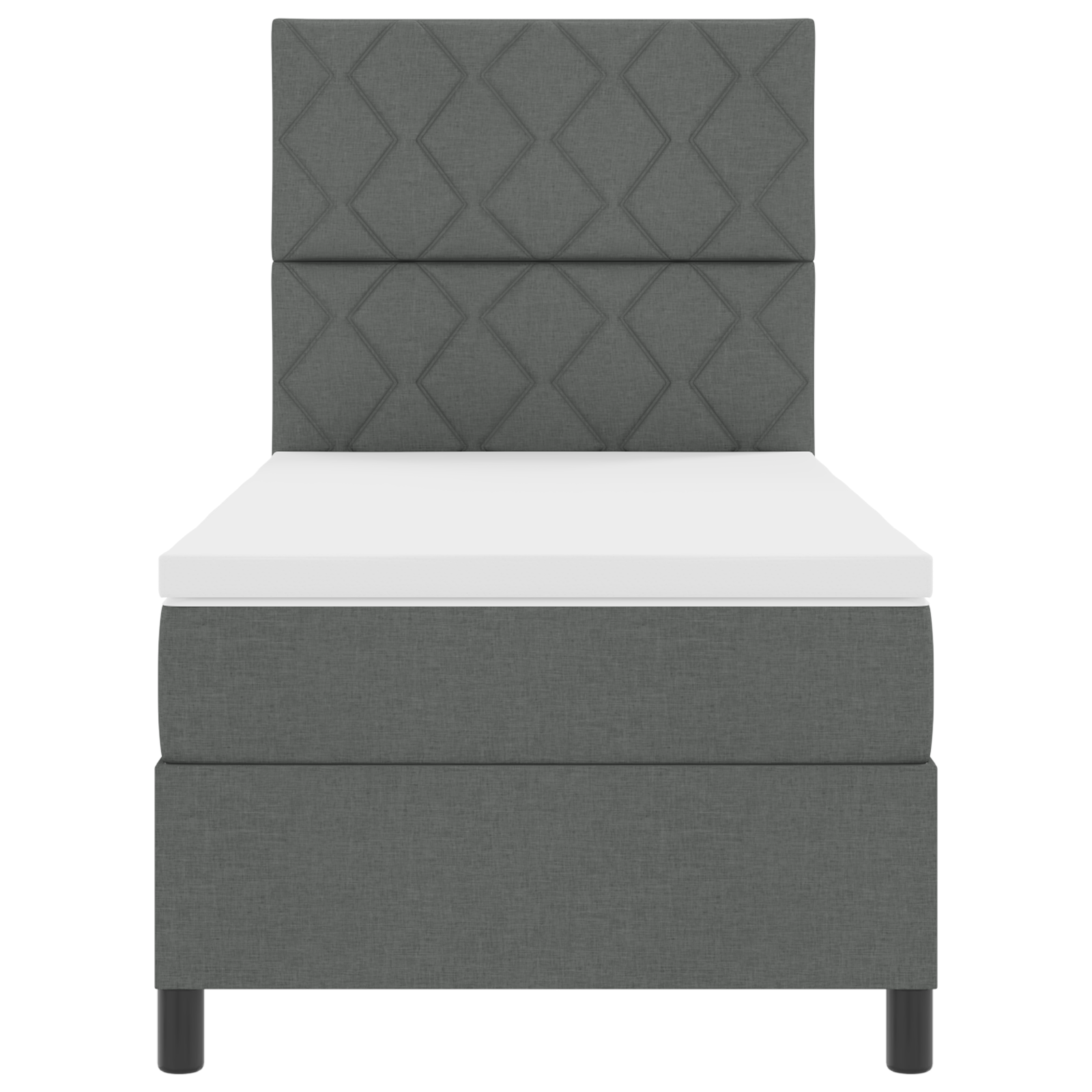 Letto a Molle con Materasso Grigio Scuro Singolo in Tessuto