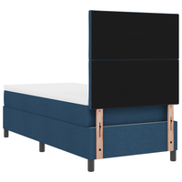 Letto con Box Spring con Materasso Blu Singolo Tessuto