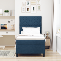 Letto con Box Spring con Materasso Blu Singolo Tessuto