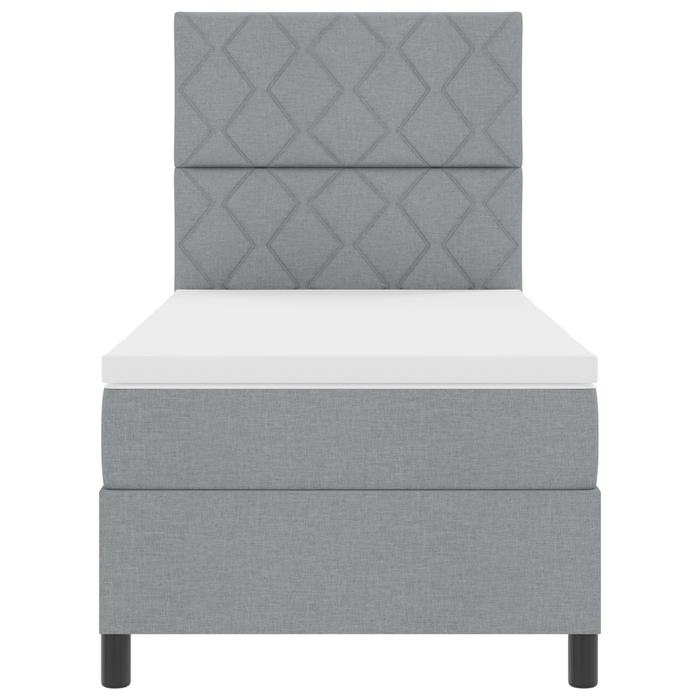 Letto a Molle e Materasso Grigio Chiaro 90x200 cm in Tessuto