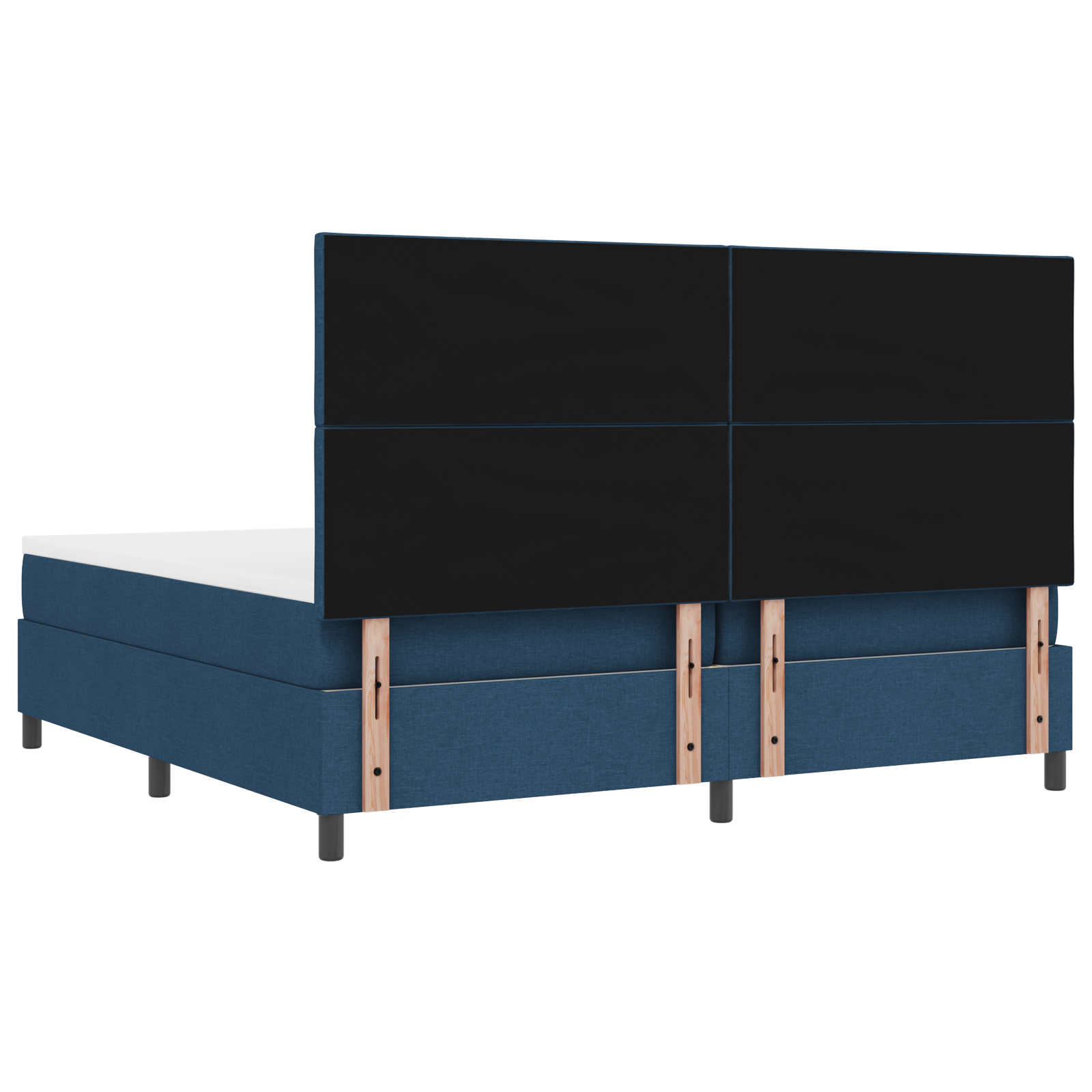 Letto a Molle e Materasso Blu 200x200 cm in Tessuto