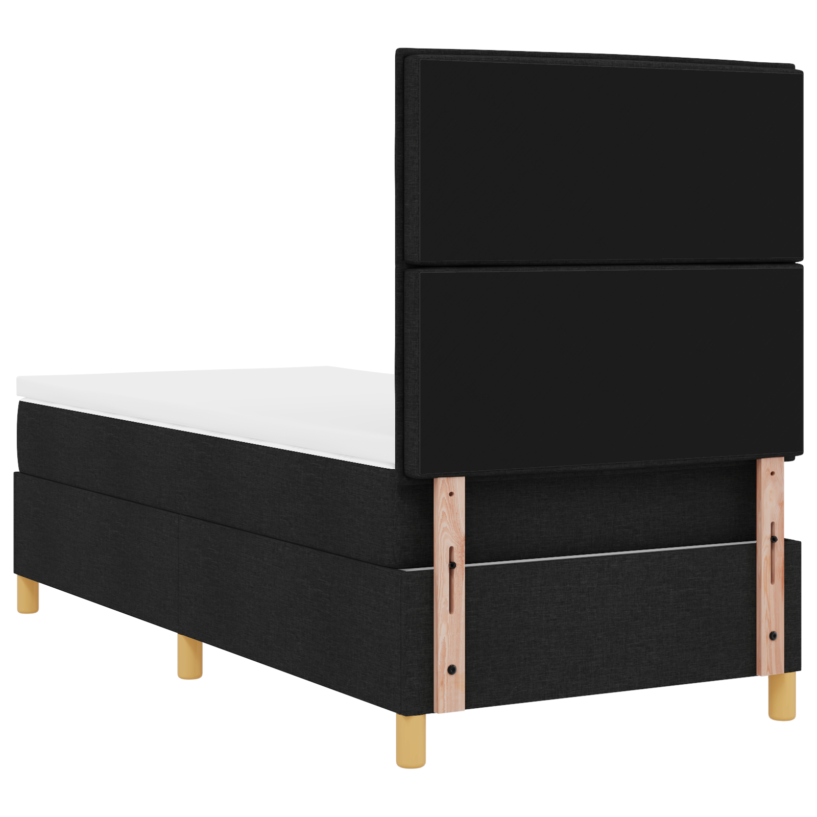 Letto Box Spring con Materasso Nero 100x200 cm in Tessuto