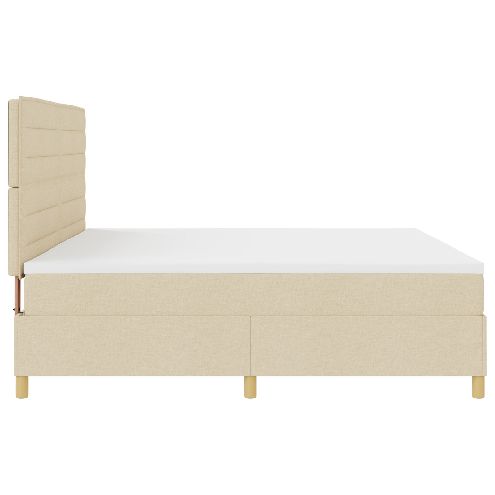 Letto con Rete a Molle e Materasso Crema 200x200 cm Tessuto