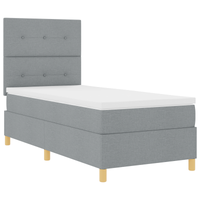 Letto Box Spring con Materasso Grigio Chiaro Singolo Tessuto